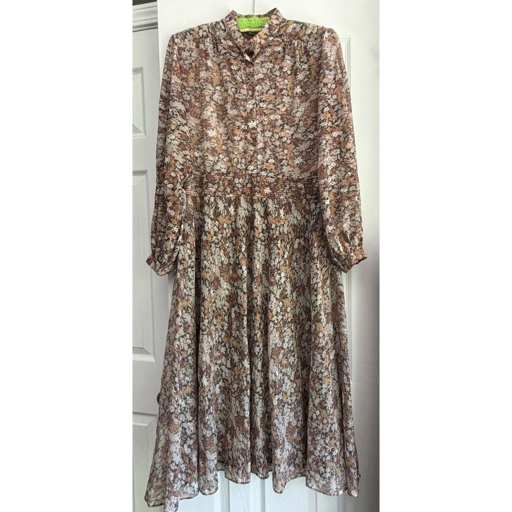 VTG 70’s Jonathan Logan Sheer Gauze Floral Boho Prairie Print Dress Hippie 11/12